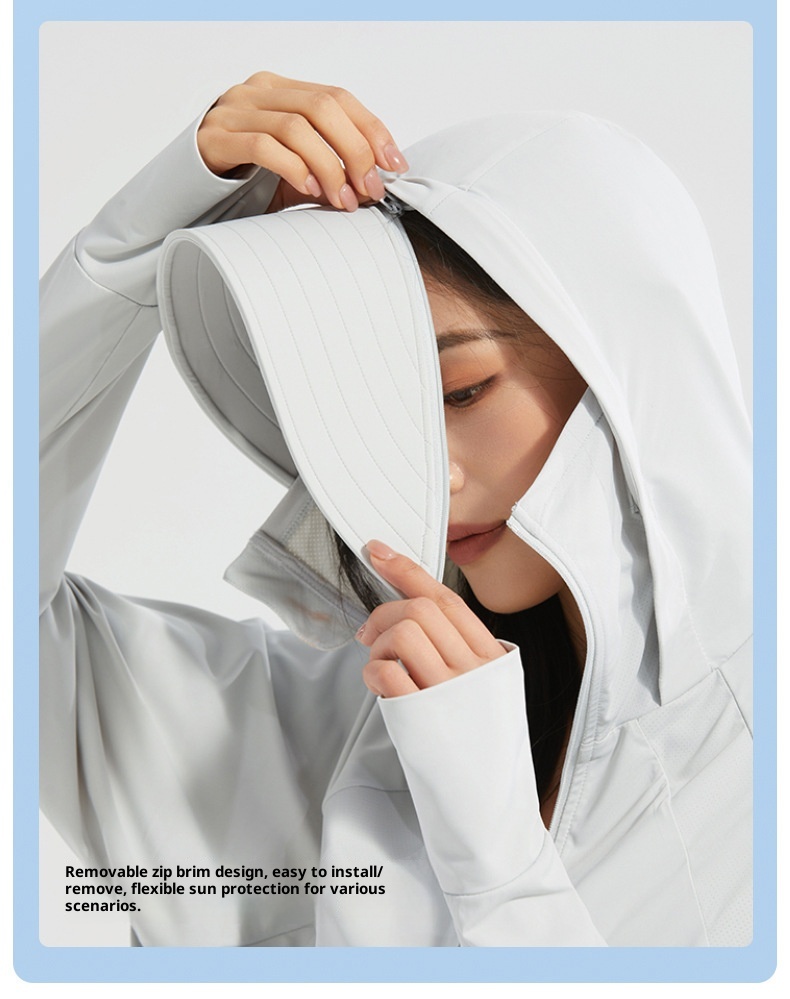 ActiveGo Yunduo Original YKK Zipper Large Brim Cloak Coat Ice Silk Abbigliamento protettivo solare UV per donna_voghion.com