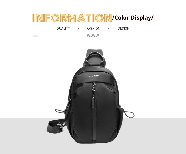 001 Korean Style Trendy Casual Men's Chest Sports Cycling Waterproof Port Shoulder Simple Fashion Crossbody Bag_voghion.com