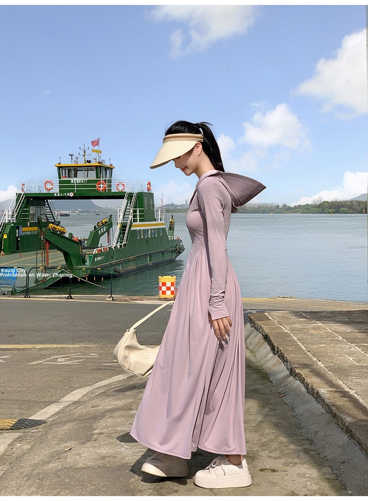 ActiveGo ActiveGo Nylon Xiangxiu stesso stile coreano corpo intero UV protezione solare lunga abbigliamento con cappuccio_voghion.com