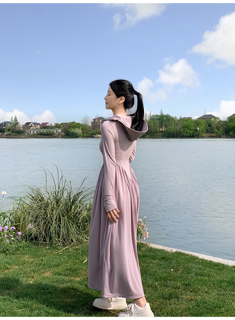 ActiveGo ActiveGo Nylon Xiangxiu stesso stile coreano corpo intero UV protezione solare lunga abbigliamento con cappuccio_voghion.com