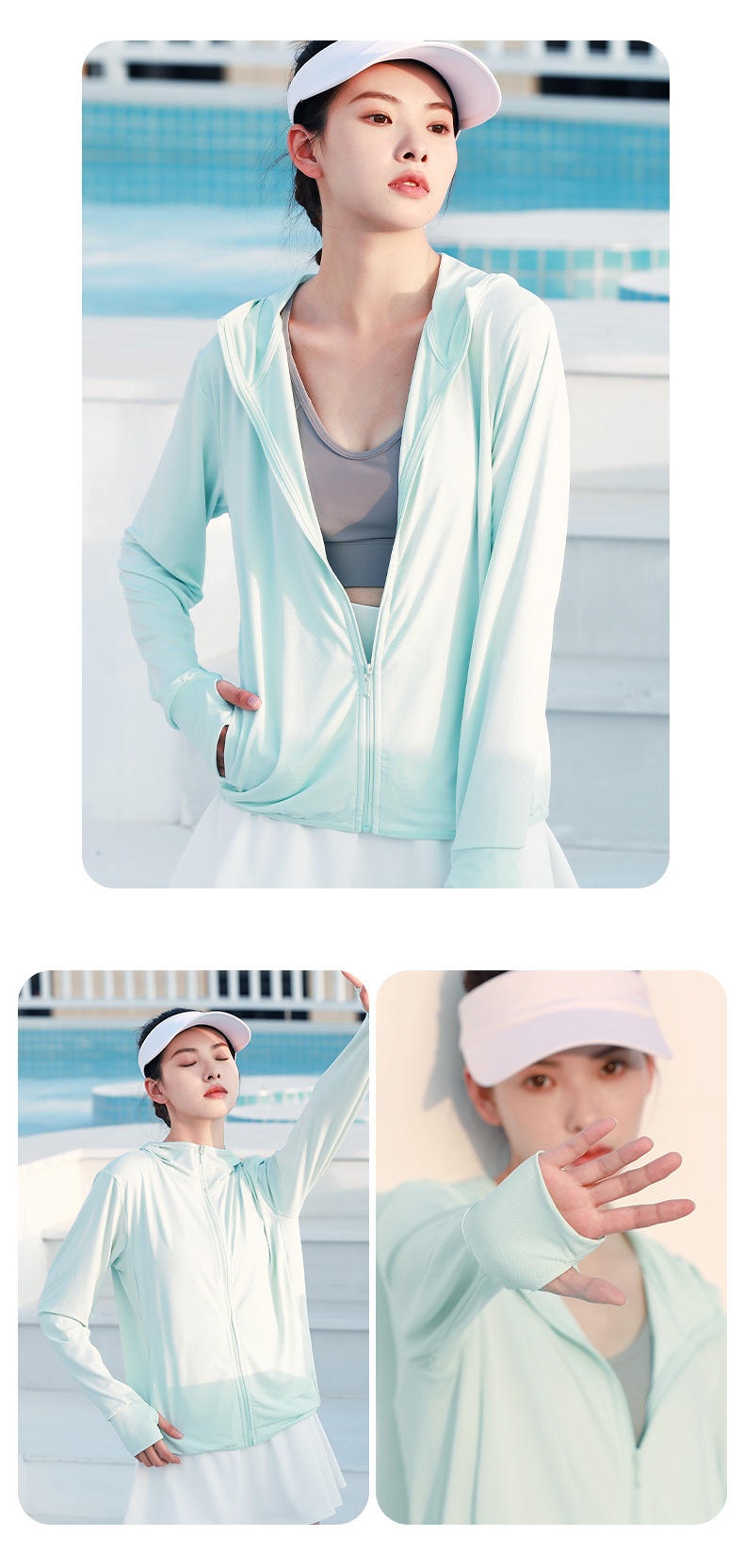 ActiveGo ActiveGo Juyitang Nuova giacca con cappuccio sottile per abbigliamento da donna all'aperto, manica lunga, in jacquard, traspirante, con protezione solare_voghion.com