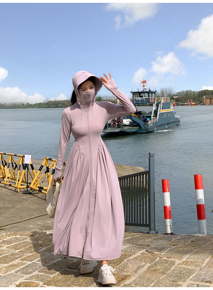 ActiveGo ActiveGo Nylon Xiangxiu stesso stile coreano corpo intero UV protezione solare lunga abbigliamento con cappuccio_voghion.com