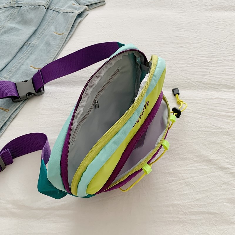 001 Foreign Trade Patchwork Color-Block Women's Chest Lightweight Outdoor Sports Cycling Phone Waist Dopamine Trendy_voghion.com