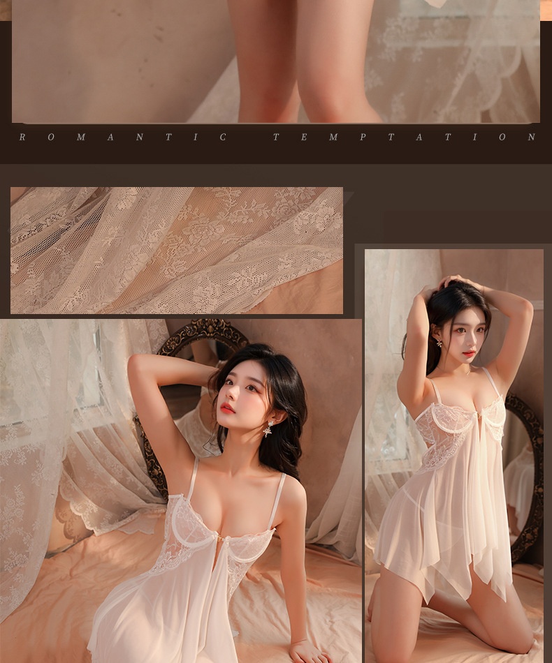 LuvBox Meinair Neues Dessous-Träger-Bügel-Push-Up-Nachthemd für Damen, transparent, mit Schlitz_voghion.com