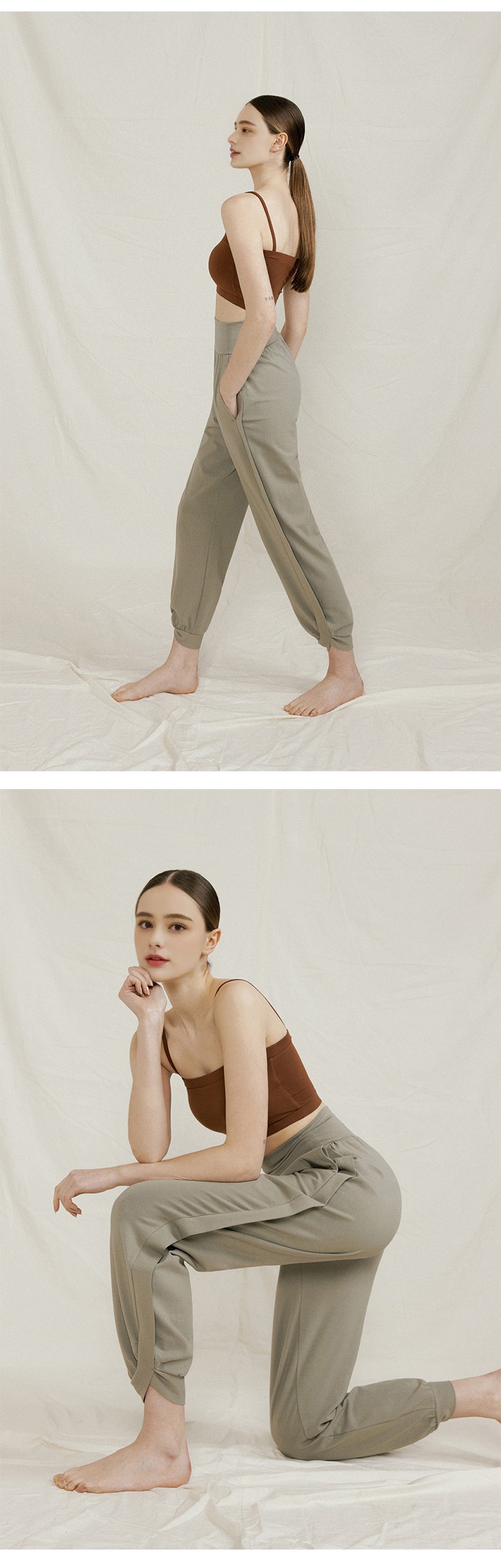 Pantaloni da jogging larghi a nove punti, comodi e semplici, da indossare all'aperto, per yoga, nuovi pantaloni da donna ActiveGo Spring a vita alta_voghion.com