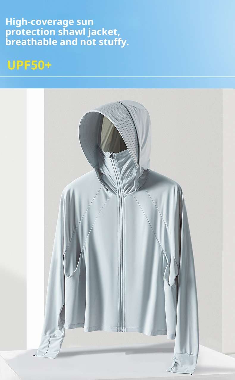 ActiveGo Yunduo Original YKK Zipper Large Brim Cloak Coat Ice Silk Abbigliamento protettivo solare UV per donna_voghion.com