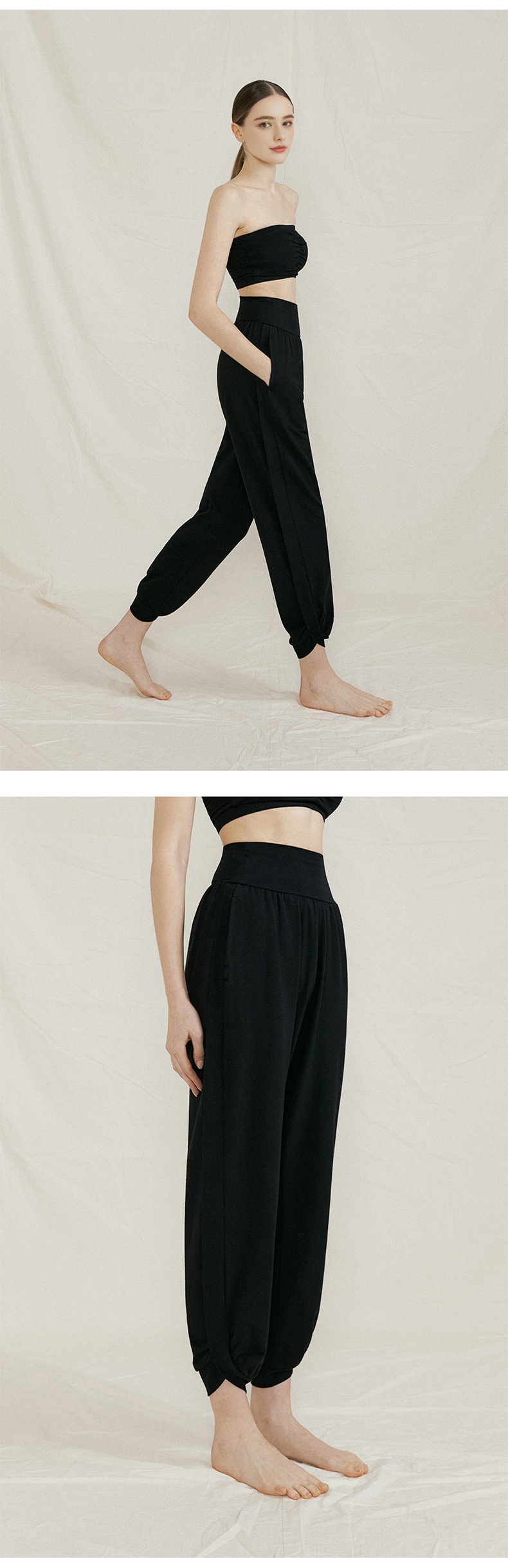 Pantaloni da jogging larghi a nove punti, comodi e semplici, da indossare all'aperto, per yoga, nuovi pantaloni da donna ActiveGo Spring a vita alta_voghion.com