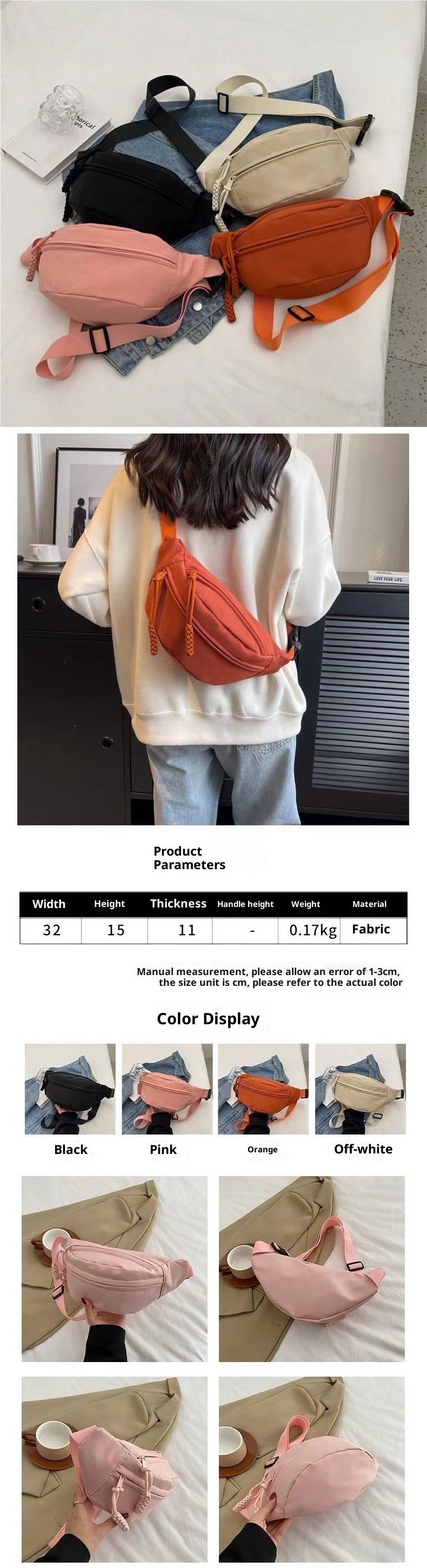 001 INS Crossbody Vintage Chest Solid Color Small Versatile Girl Student Shoulder Women Waist Bag Ladies Niche_voghion.com