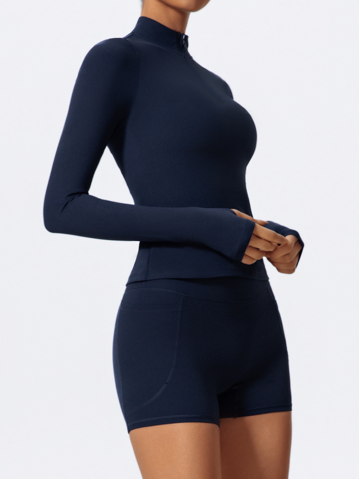 ActiveGo ActiveGo Xijia Cross-Border Set da yoga a maniche lunghe slim fit con mezza zip, abbigliamento sportivo da corsa all'aperto_voghion.com