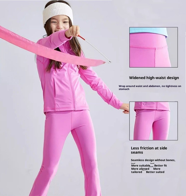 ActiveGo ActiveGo Europese en Amerikaanse UV-bescherming Ademende effen kleur Kinderyogaset Hardloopsport Buiten Lange mouwen Jas_voghion.com