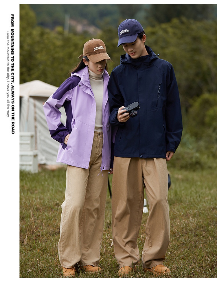 ActiveGo ActiveGo 2023 New Spring And Autumn Outdoor Color Block Women Trendy Windproof Hiking Jacket Men Mountain Style Camping_voghion.com