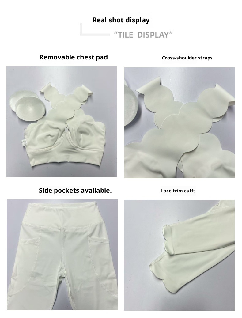 ActiveGo Contour Lace Cross Gather Yoga Bra Vest Style Fitness Wearable Outdoor Sports Two-Piece Set_voghion.com