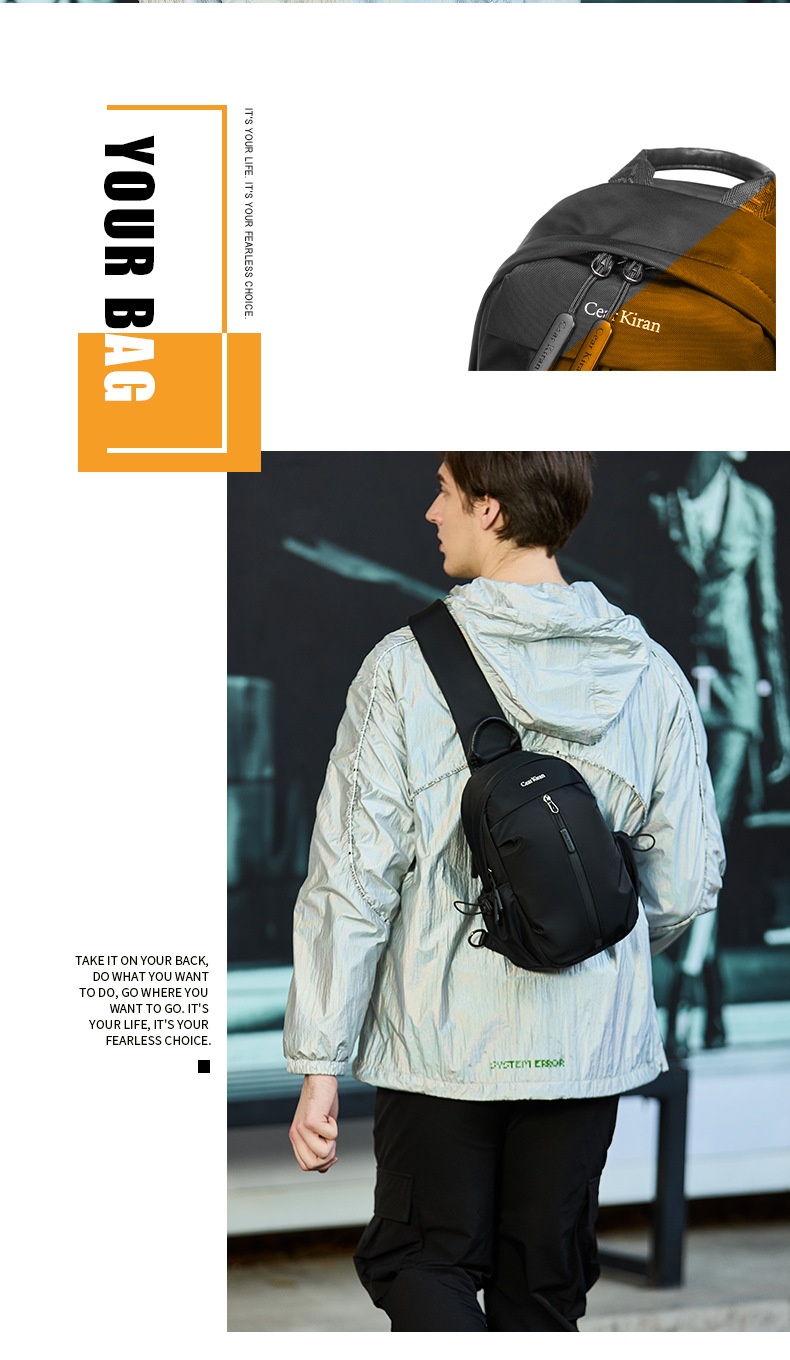 001 Korean Style Trendy Casual Men's Chest Sports Cycling Waterproof Port Shoulder Simple Fashion Crossbody Bag_voghion.com