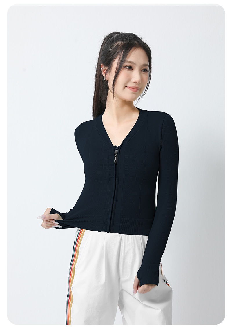 ActiveGo Sports Outdoor Fitness Jacket Women Zipper Style Wear Top With Thumb Long Sleeve Clothes Yoga Quick Dry_voghion.com