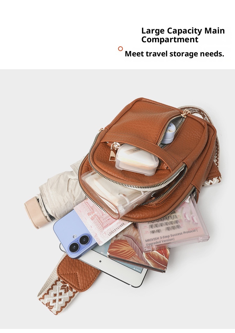 001 2025 Summer New Fashion Single Shoulder Crossbody Versatile PU Leather Large Capacity Casual Travel Women's Chest Bag_voghion.com