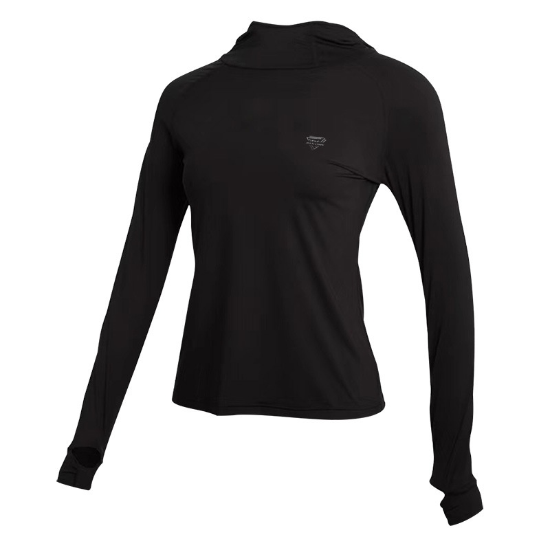 ActiveGo Yoga Fitness Abbigliamento da donna Felpa con cappuccio a maniche lunghe, ad asciugatura rapida, traspirante, sottile, protezione solare, sport all'aria aperta, elastico alto_voghion.com