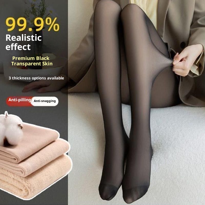 Leggings ActiveGo da donna, stile autunnale e invernale, artefatto a gamba nuda, sexy in seta nera foderata in pile, modello da assistente di volo ispessito_voghion.com