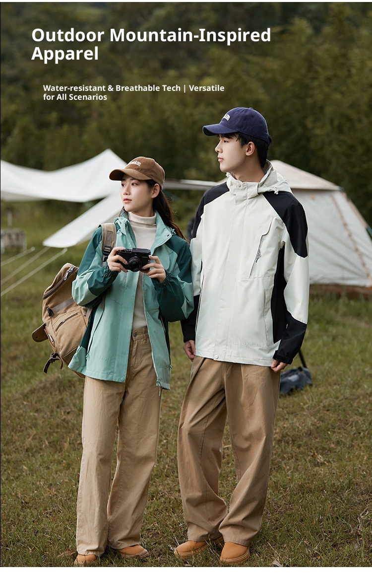 ActiveGo ActiveGo 2023 New Spring And Autumn Outdoor Color Block Women Trendy Windproof Hiking Jacket Men Mountain Style Camping_voghion.com