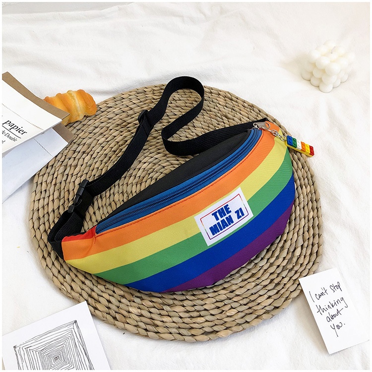 001 2023 New Trendy Casual Women's Chest Rainbow Artistic Fashion Waist Cute Girl Shoulder Bag_voghion.com