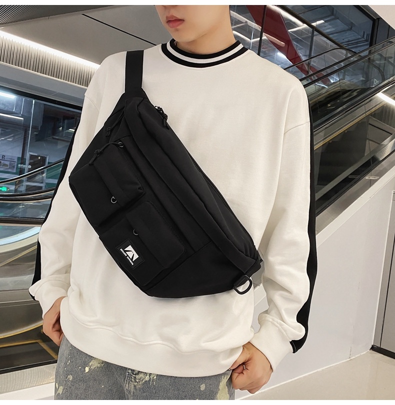001 Crossbody For Men And Women, Student Simple Sports Large Capacity Chest Bag, Solid Color Casual Work Compartment_voghion.com