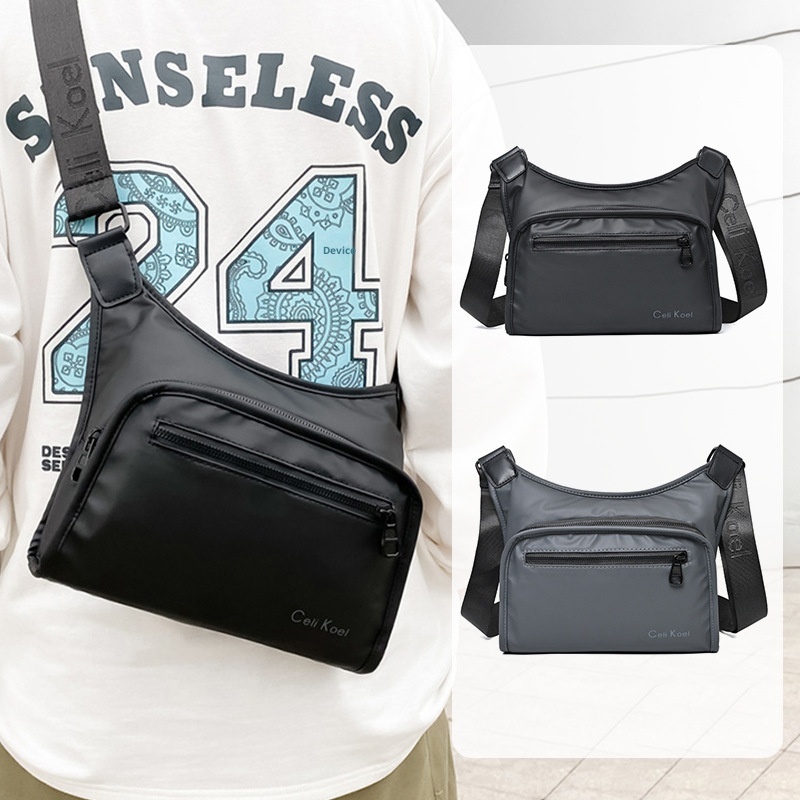 001 Crossbody For Men New Fashionable Simple Casual Shoulder Korean Style Trendy Textured Large Capacity Chest Bag_voghion.com