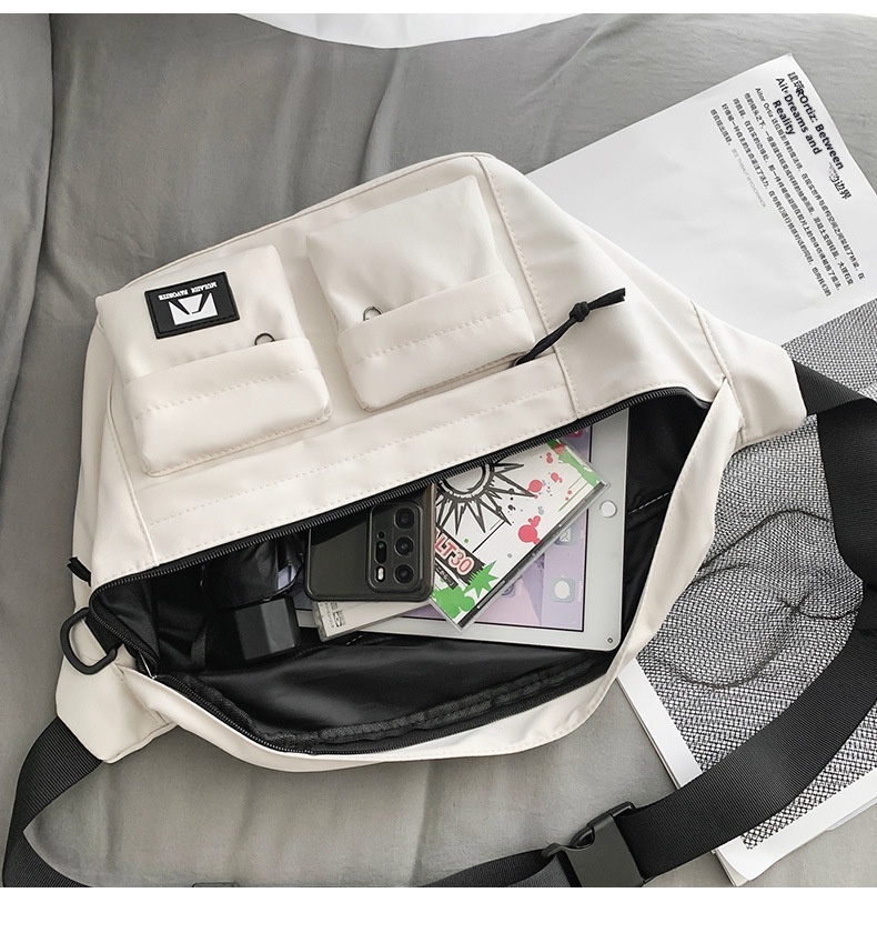 001 Crossbody For Men And Women, Student Simple Sports Large Capacity Chest Bag, Solid Color Casual Work Compartment_voghion.com