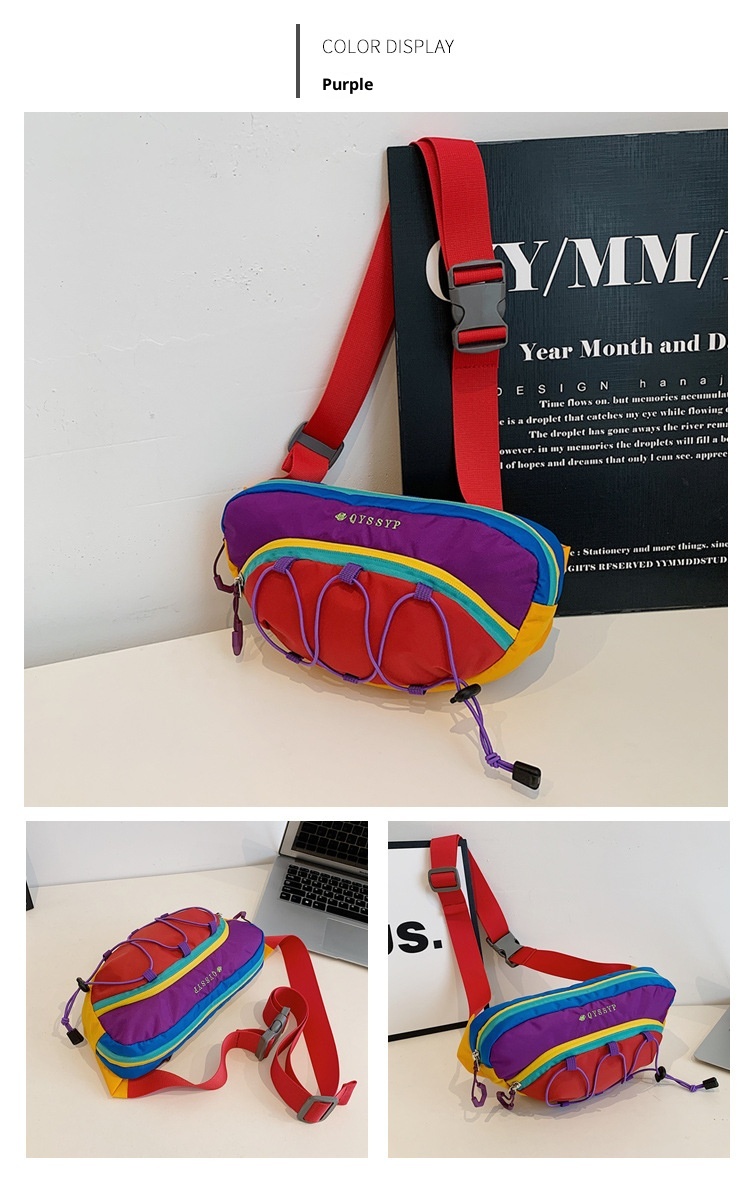 001 Foreign Trade Patchwork Color-Block Women's Chest Lightweight Outdoor Sports Cycling Phone Waist Dopamine Trendy_voghion.com