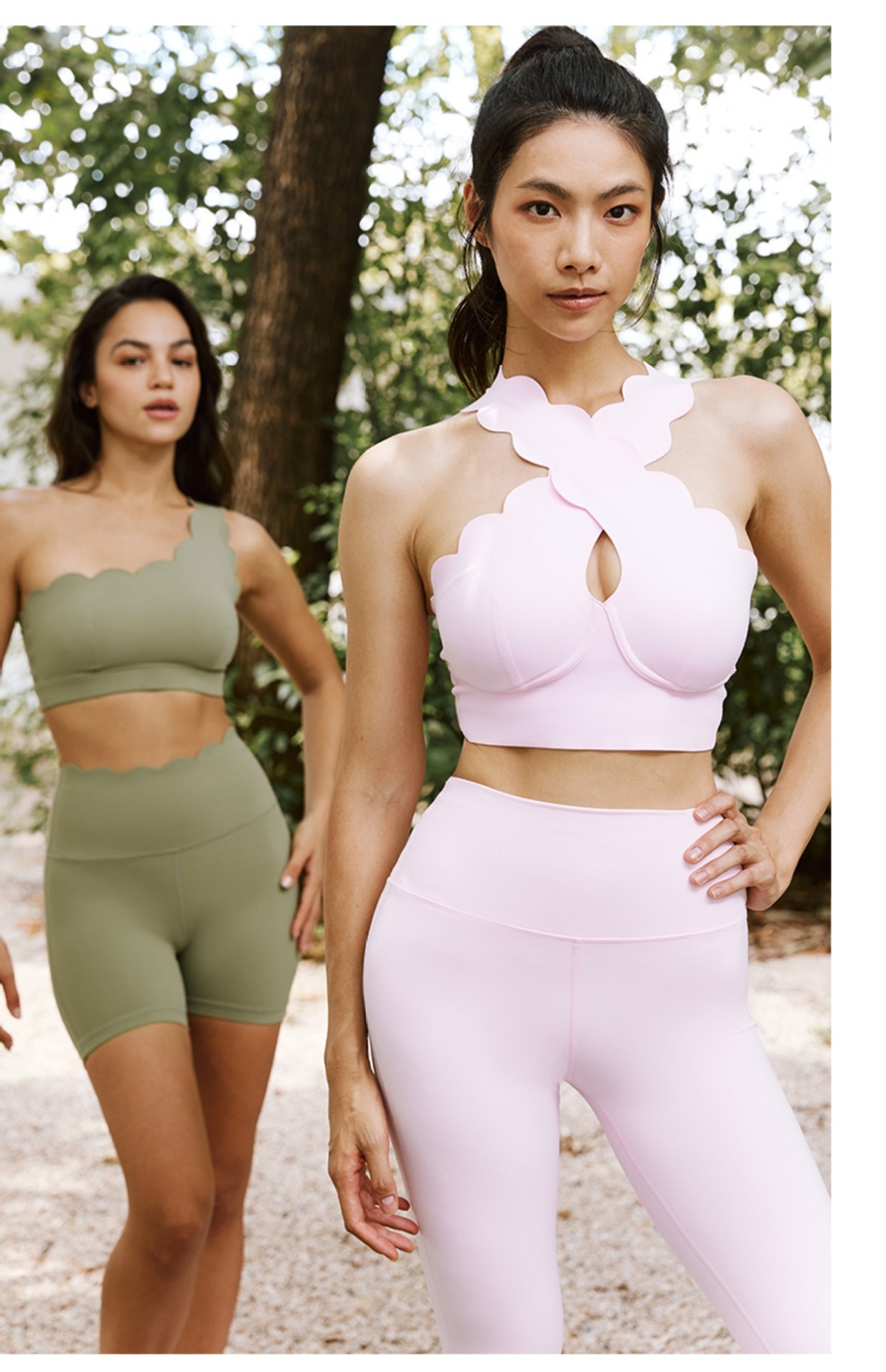 ActiveGo Contour Lace Cross Gather Yoga Bra Vest Style Fitness Wearable Outdoor Sports Two-Piece Set_voghion.com