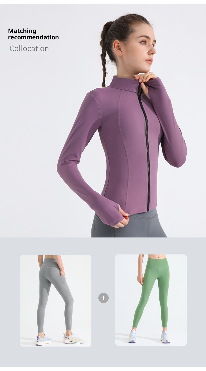 ActiveGo ActiveGo Nuovo Autunno Inverno Sport Yoga Giacca Donna Elasticizzata Corsa Outdoor Lulu Fitness Vestiti Colletto alla coreana Manica lunga_voghion.com