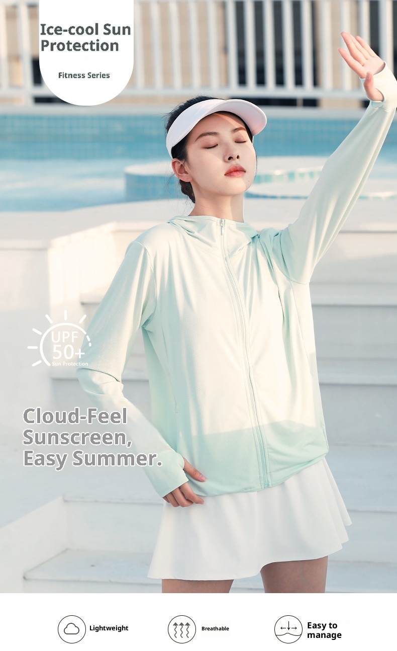 ActiveGo ActiveGo Juyitang Nuova giacca con cappuccio sottile per abbigliamento da donna all'aperto, manica lunga, in jacquard, traspirante, con protezione solare_voghion.com