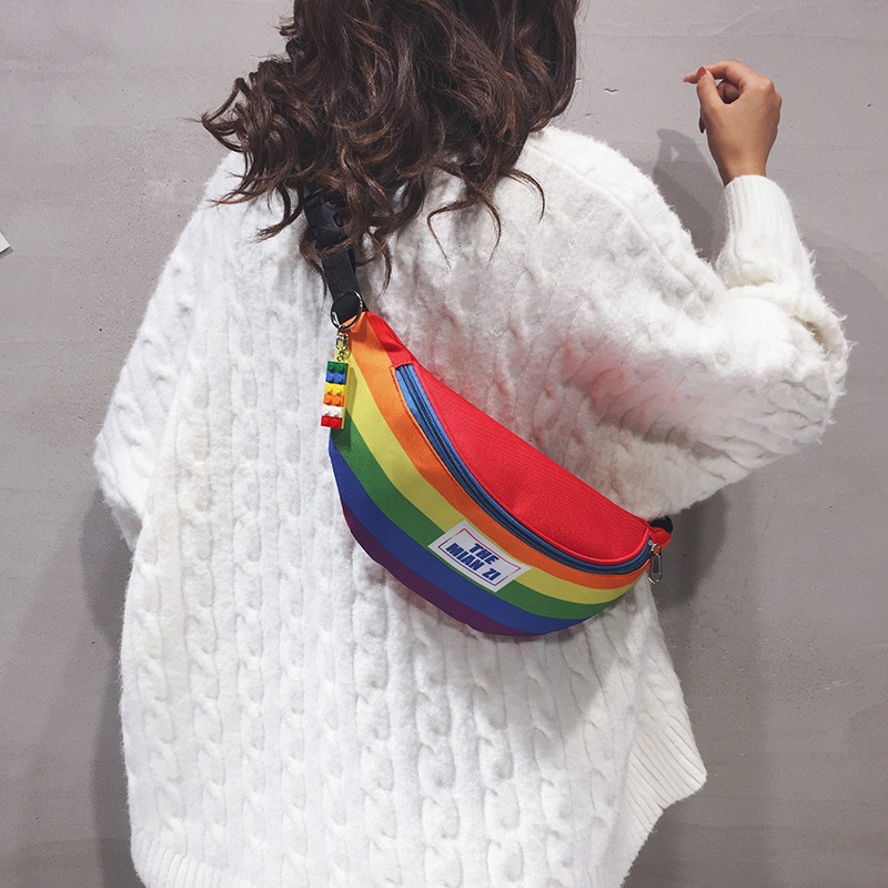 001 2023 New Trendy Casual Women's Chest Rainbow Artistic Fashion Waist Cute Girl Shoulder Bag_voghion.com