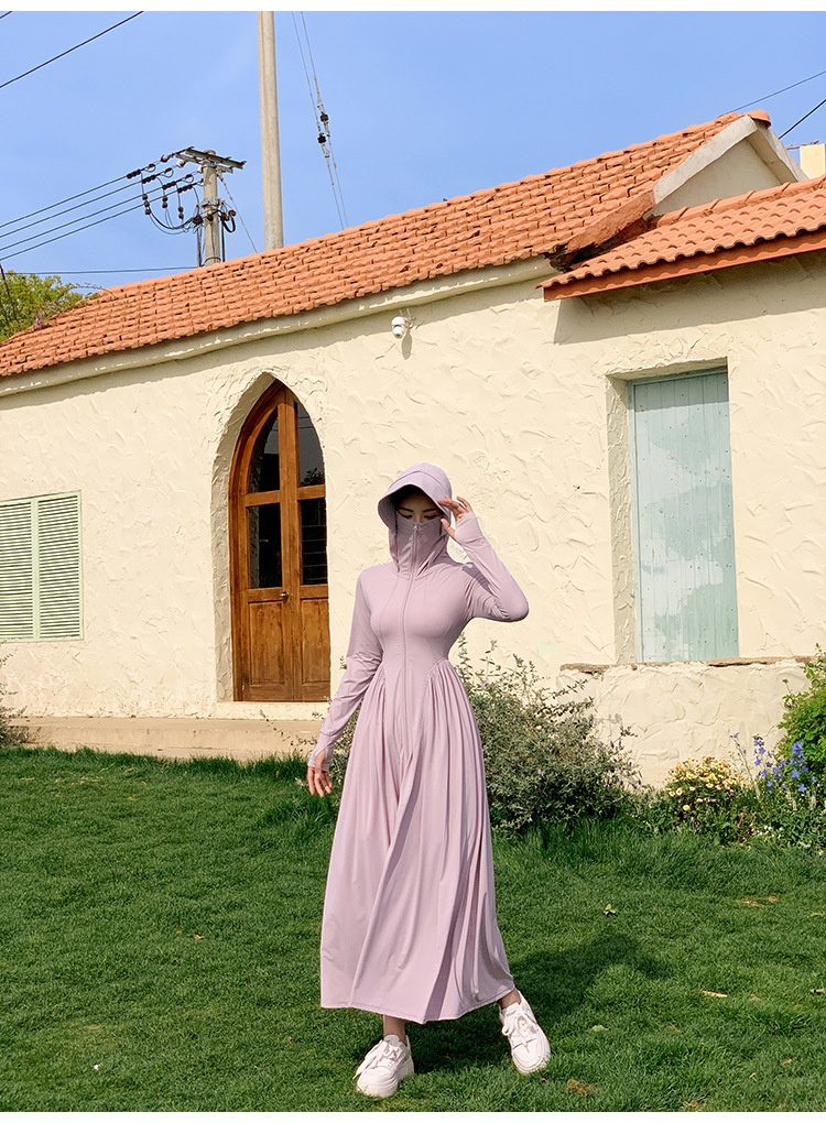 ActiveGo ActiveGo Nylon Xiangxiu stesso stile coreano corpo intero UV protezione solare lunga abbigliamento con cappuccio_voghion.com