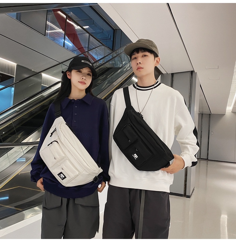 001 Crossbody For Men And Women, Student Simple Sports Large Capacity Chest Bag, Solid Color Casual Work Compartment_voghion.com