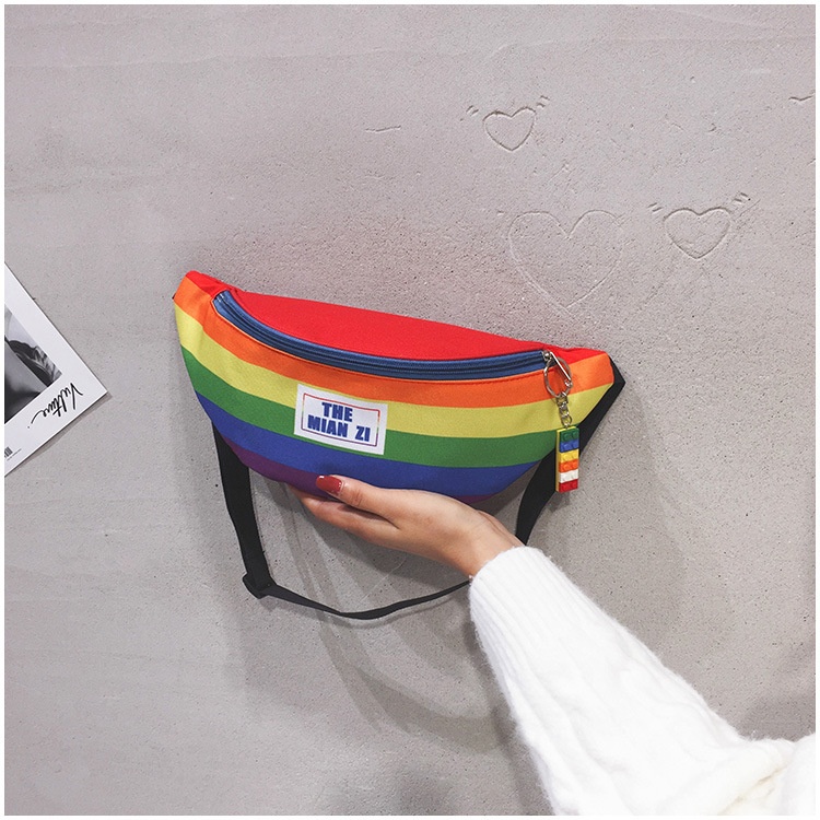 001 2023 New Trendy Casual Women's Chest Rainbow Artistic Fashion Waist Cute Girl Shoulder Bag_voghion.com
