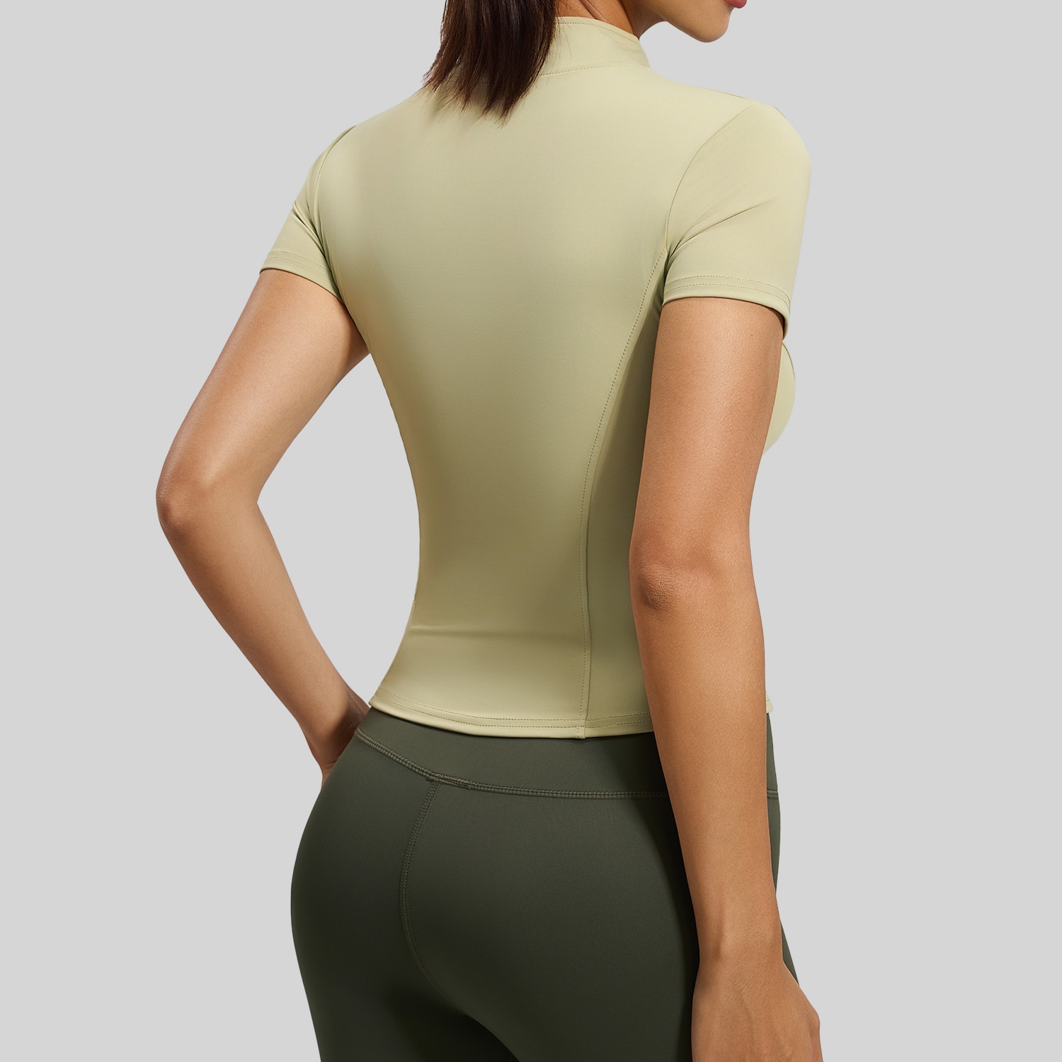 ActiveGo ActiveGo Juyitang New Outdoor Running Casual Slim Fit Full Zipper Stand Collar Yoga Fitness Short Sleeve Sports Jacket_voghion.com