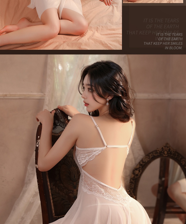 LuvBox Meinair Neues Dessous-Träger-Bügel-Push-Up-Nachthemd für Damen, transparent, mit Schlitz_voghion.com