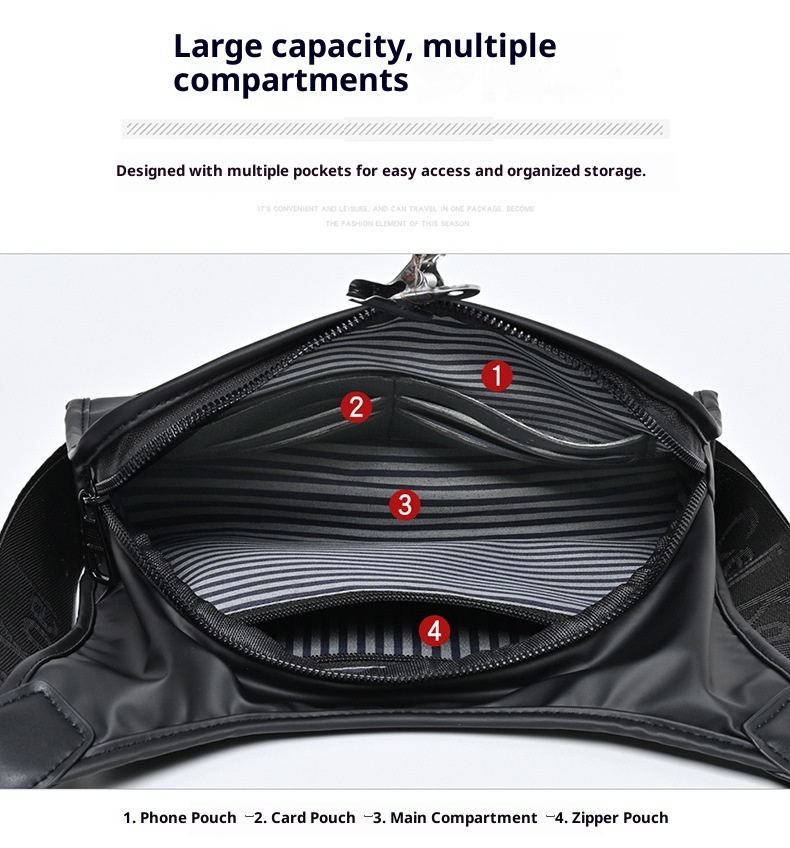 001 Crossbody For Men New Fashionable Simple Casual Shoulder Korean Style Trendy Textured Large Capacity Chest Bag_voghion.com