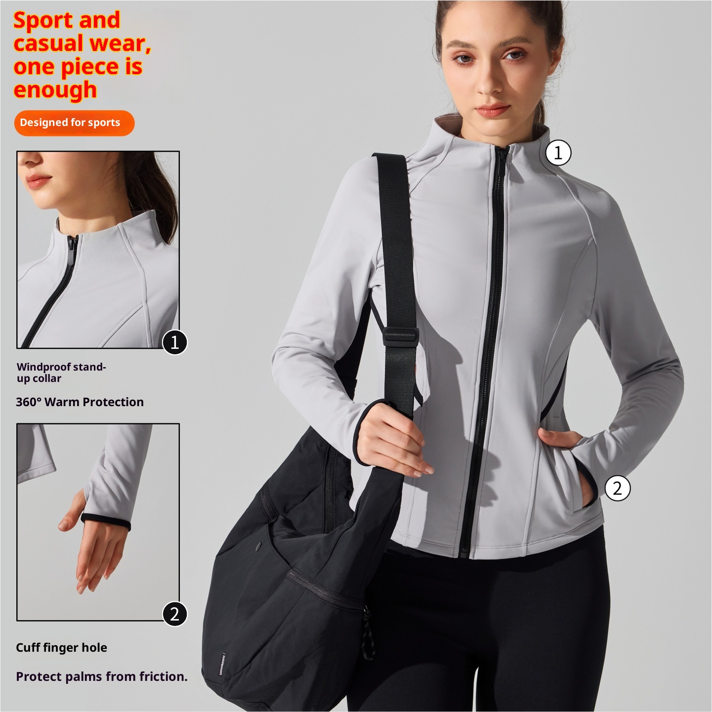 ActiveGo ActiveGo Fleece Warme Yogajacke Herbst Winter Outdoor Laufen Fitness Top Sport Cardigan Stehkragen Reißverschluss Langarm Damen_voghion.com