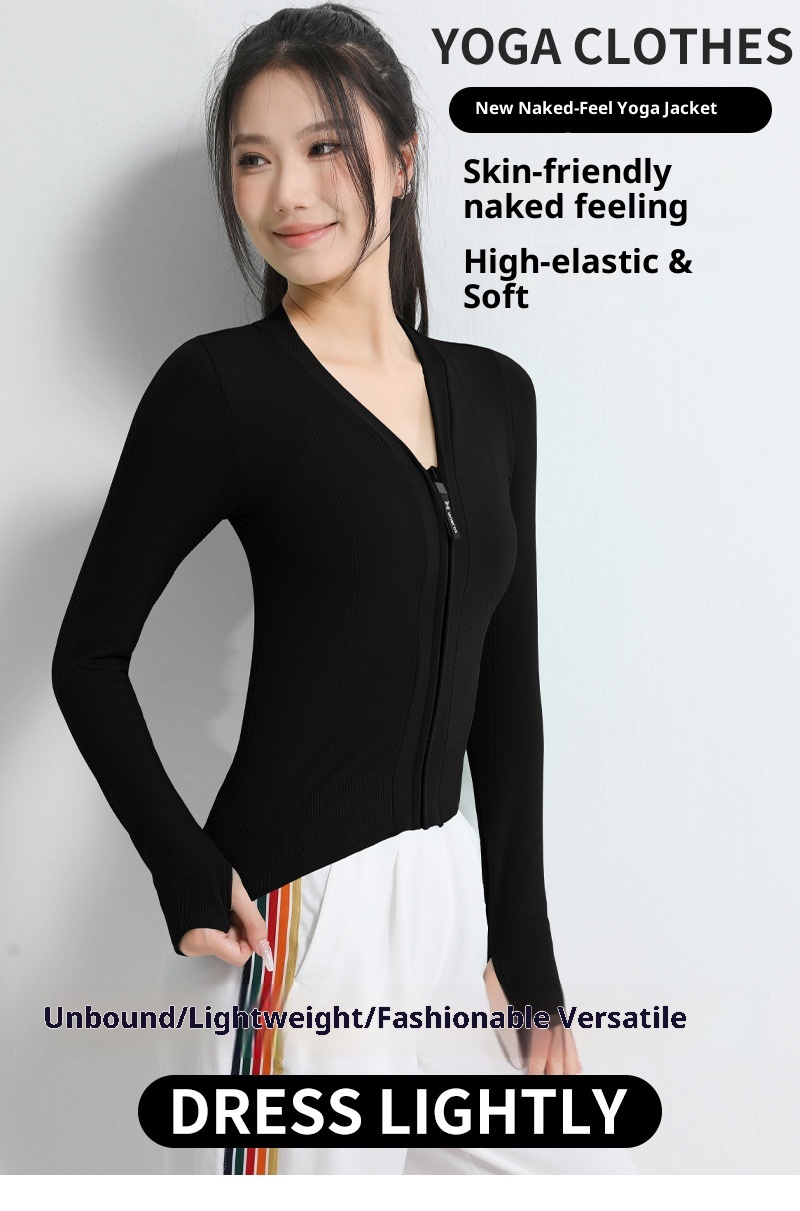 ActiveGo Sports Outdoor Fitness Jacket Women Zipper Style Wear Top With Thumb Long Sleeve Clothes Yoga Quick Dry_voghion.com