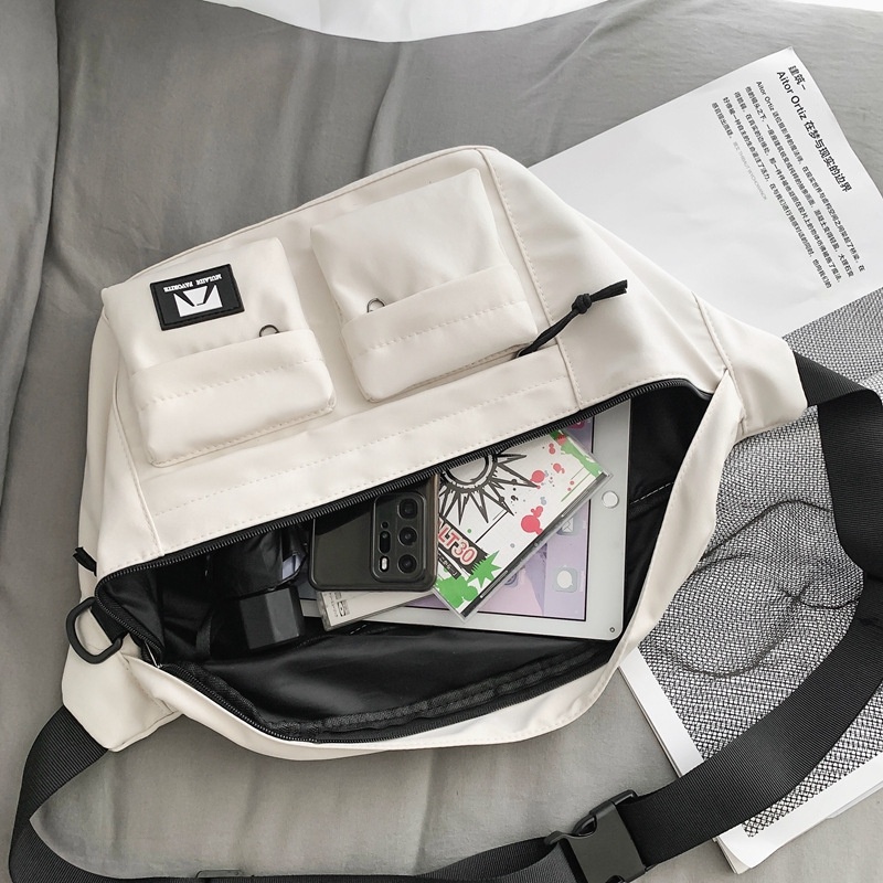 001 Crossbody For Men And Women, Student Simple Sports Large Capacity Chest Bag, Solid Color Casual Work Compartment_voghion.com