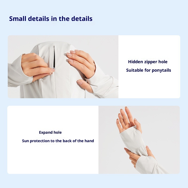 ActiveGo Yunduo Original YKK Zipper Large Brim Cloak Coat Ice Silk Abbigliamento protettivo solare UV per donna_voghion.com