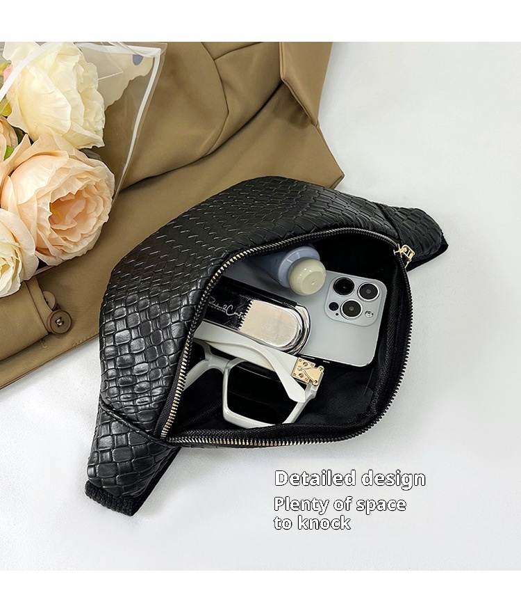 001 2024 New Retro PU Woven Waist Trendy Versatile Single Shoulder Crossbody Women's Chest Bag_voghion.com