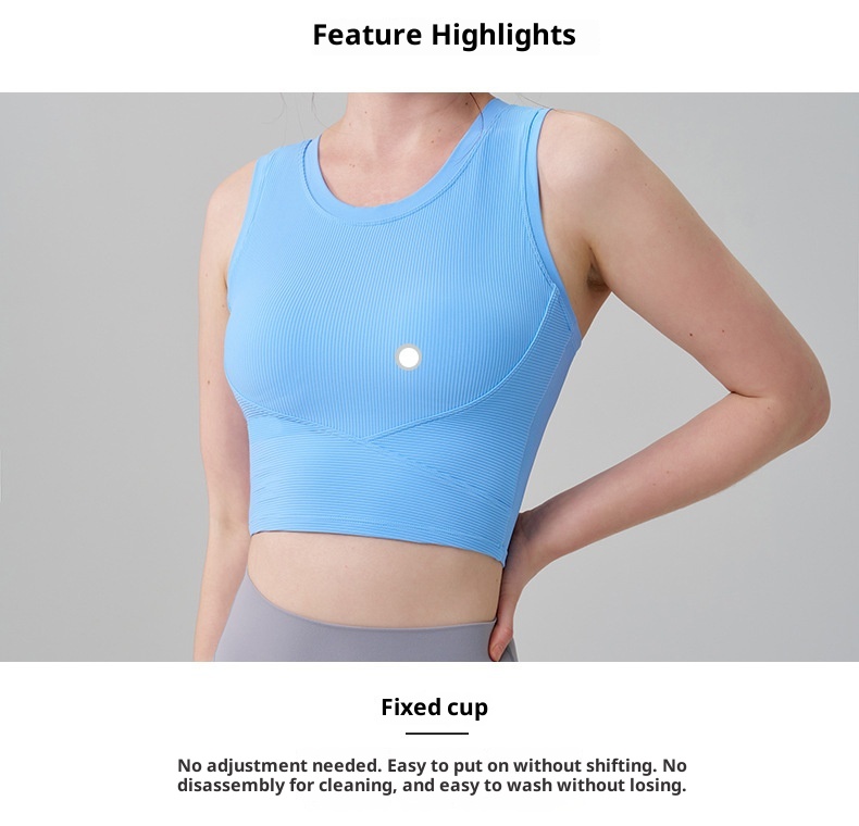 ActiveGo One-piece Padded Shock-absorbing Yoga Vest Fixed Cup Sports Running Outdoor Beauty Back Fitness Bra For Women_voghion.com