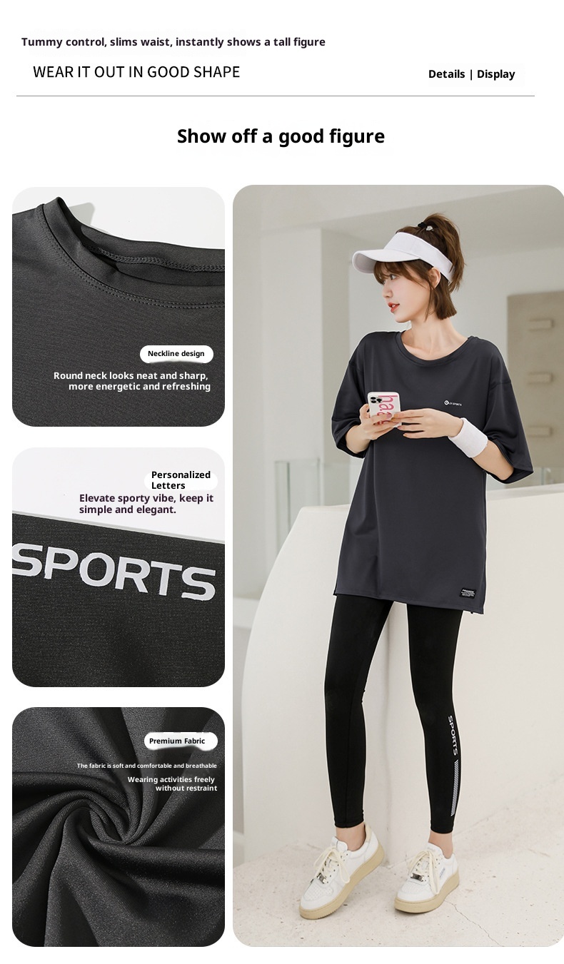 T-shirt ActiveGo New Outdoor Yoga à manches courtes pour femmes, haut de sport et de fitness, coupe ample, grandes tailles, vêtements de course à pied en gros_voghion.com