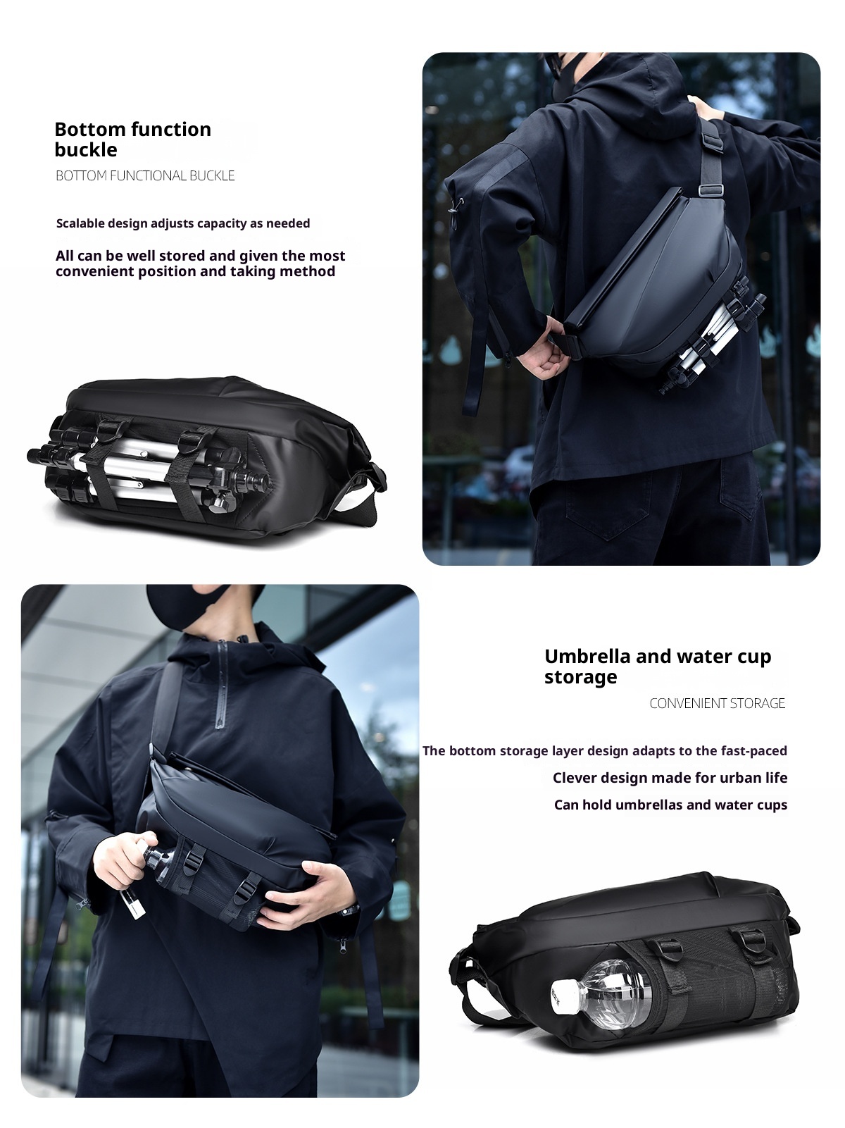 001 Waterproof Trendy Multi-layer Men's Motorcycle Crossbody Hot-selling Chest Multi-functional Magnetic Buckle_voghion.com
