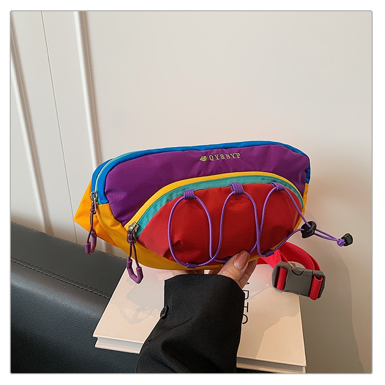 001 Foreign Trade Patchwork Color-Block Women's Chest Lightweight Outdoor Sports Cycling Phone Waist Dopamine Trendy_voghion.com