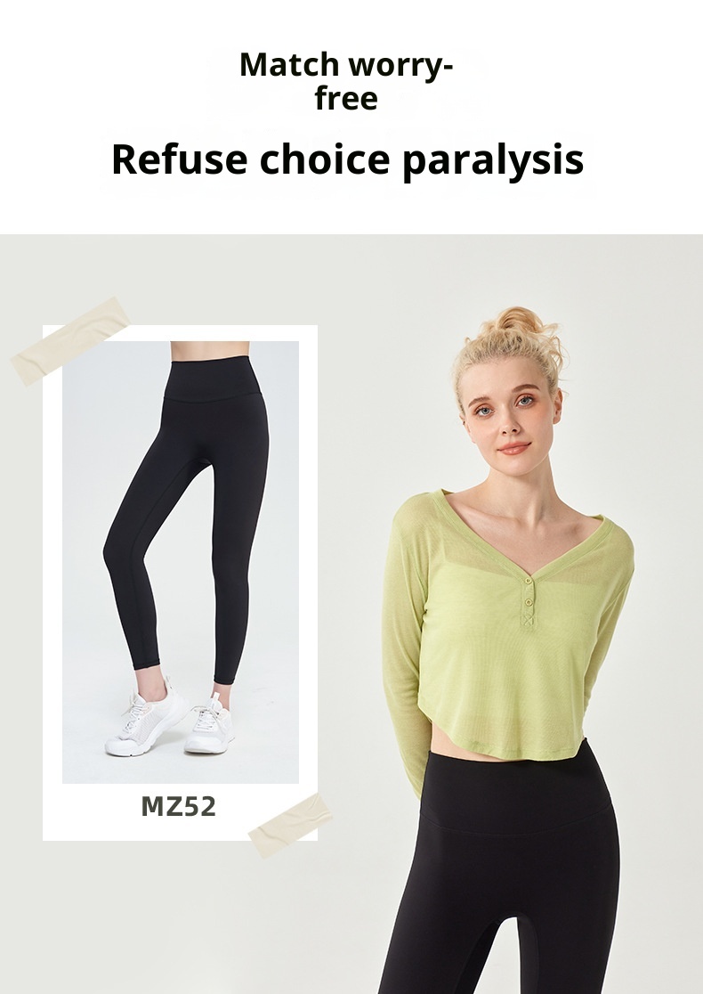 Camiseta de yoga ActiveGo con cuello en V, manga larga, corta, fina, transpirable, holgada, para fitness, de secado rápido._voghion.com