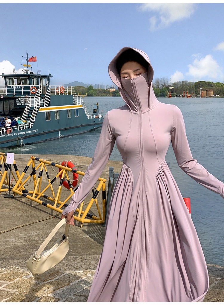 ActiveGo ActiveGo Nylon Xiangxiu stesso stile coreano corpo intero UV protezione solare lunga abbigliamento con cappuccio_voghion.com