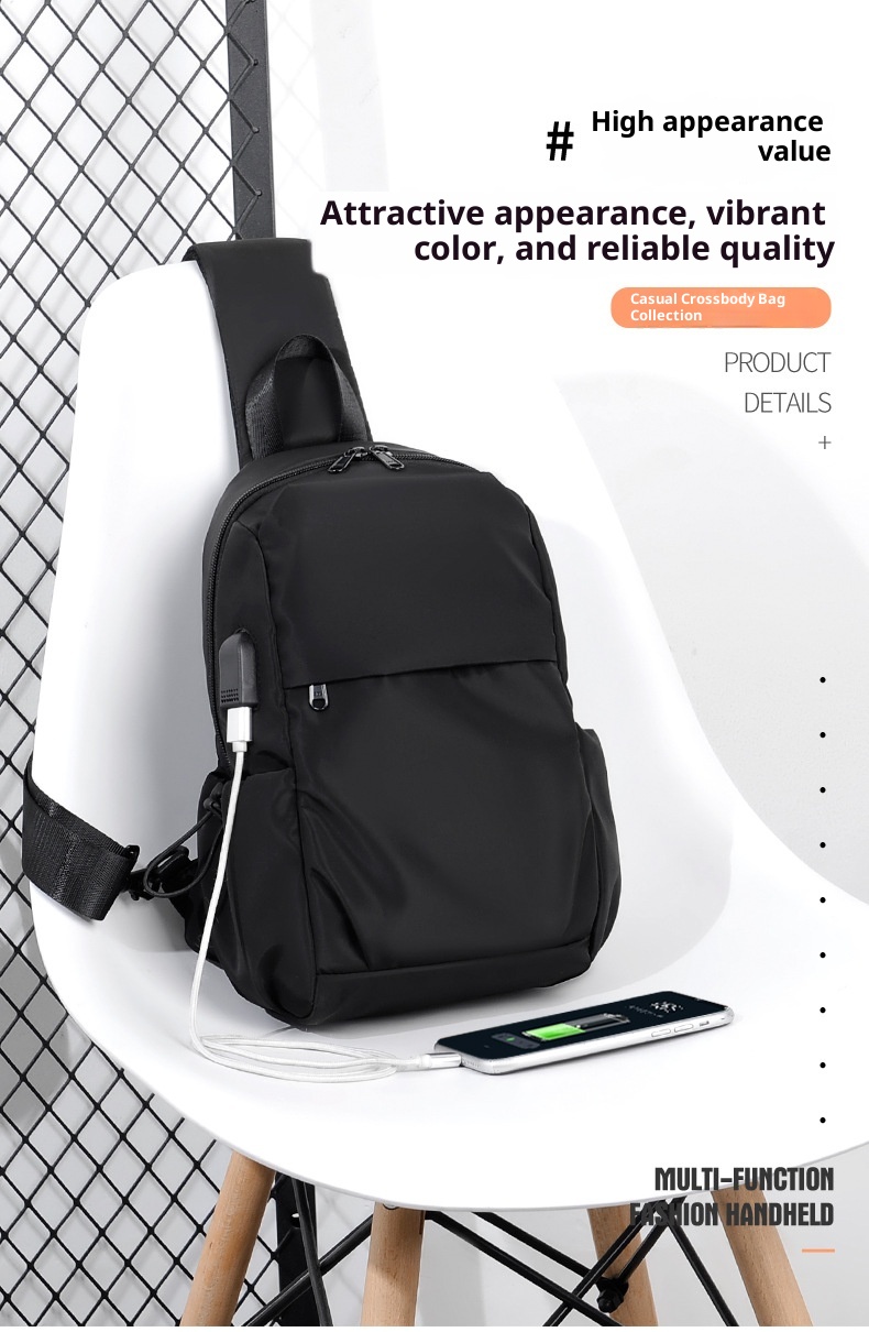 001 Chest Dropshipping New Men's Single Shoulder Crossbody Bag USB Charging Korean Style Casual Sports Backpack Printing_voghion.com