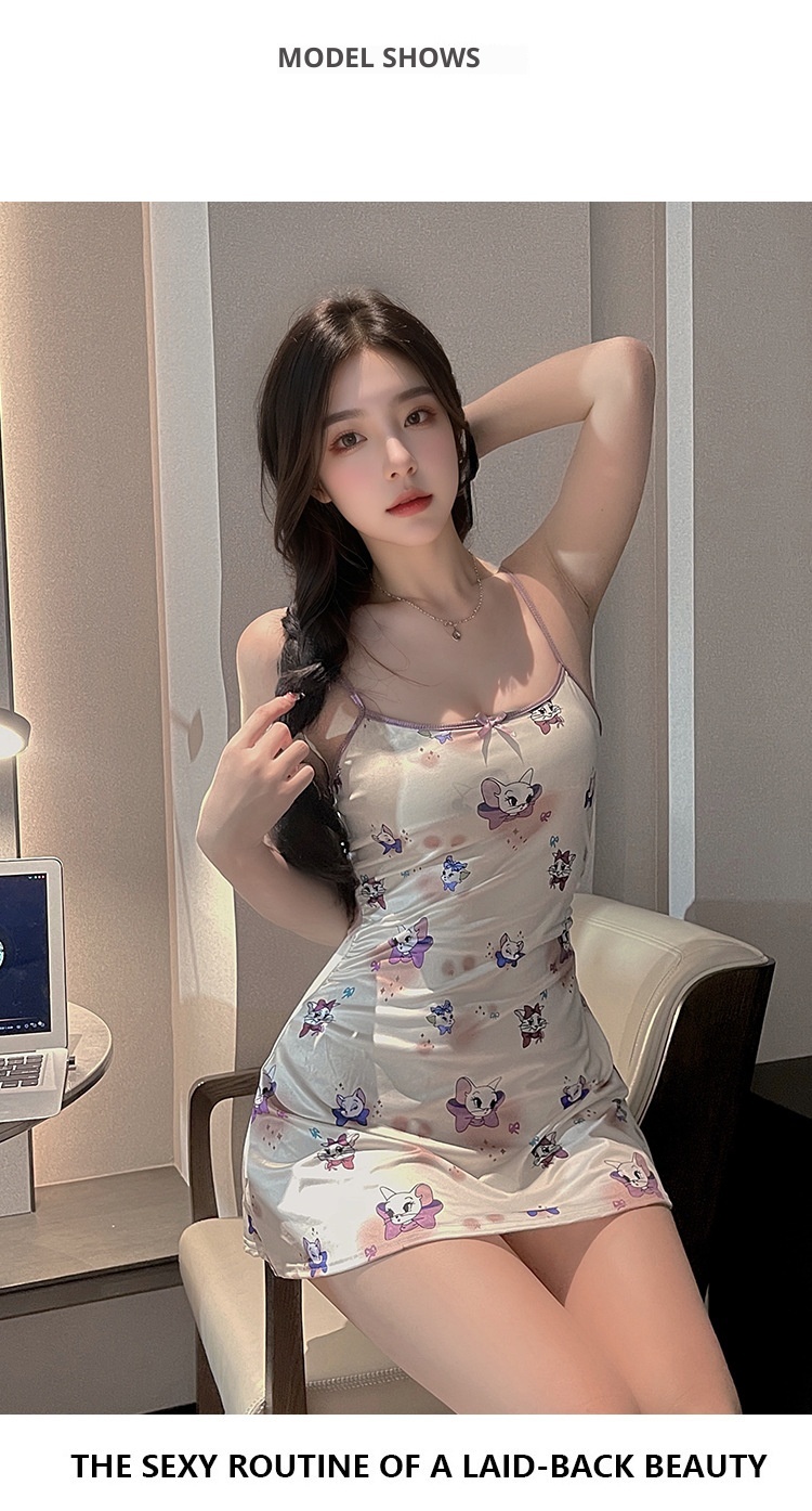 Nuisette imprimée LuvBox Lingerie avec coussinets de poitrine pour femme, sans manches, moulante, courte, Pure Desire, Hot Girl, sexy QQNY_voghion.com